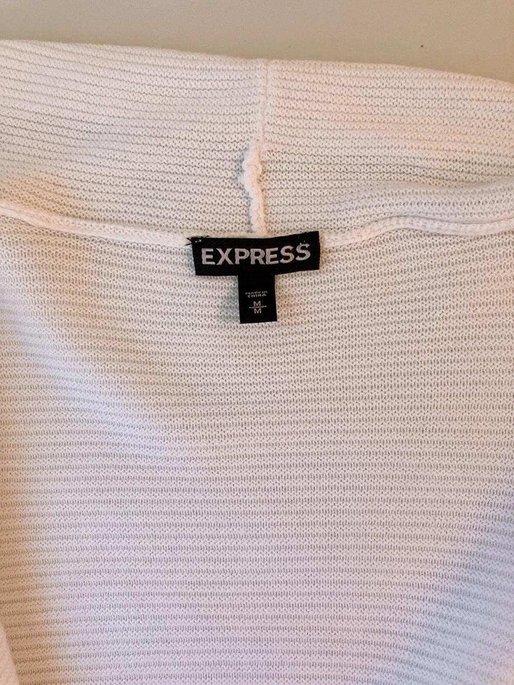 Express White Longsleeve Ribbed Cardigan Sweater Medium - Picture 5 of 10